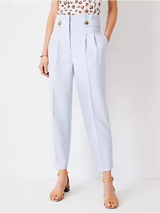 Ann Taylor Pants - Ann Taylor White Pleated Trouser Petite 10 NWT High Waist Tailored